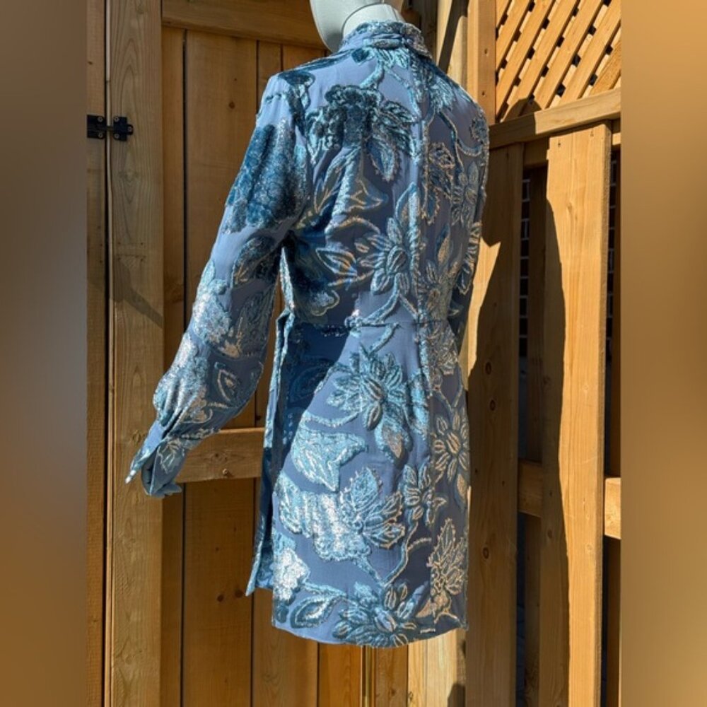 🆕 SIMKHAI 🧿 NWOT Halen Draped Velvet Mini Dress, Celestial Blue - Sz US 6 - Picture 7 of 15